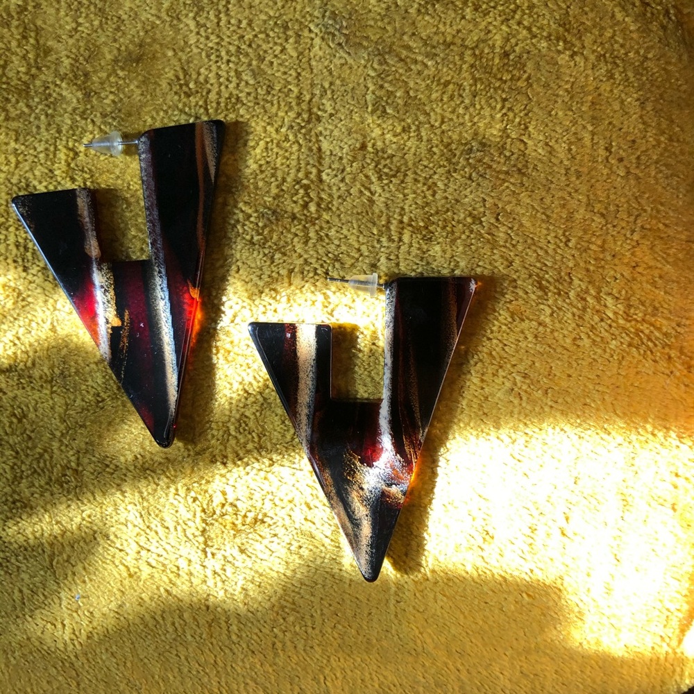 Composite Brown-Toned Statement Earrings